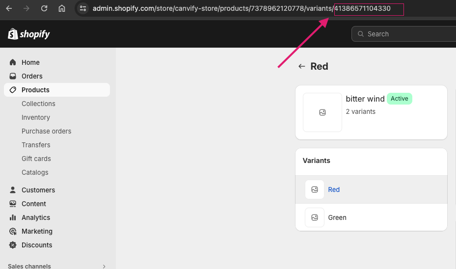 Variant ID Shopify