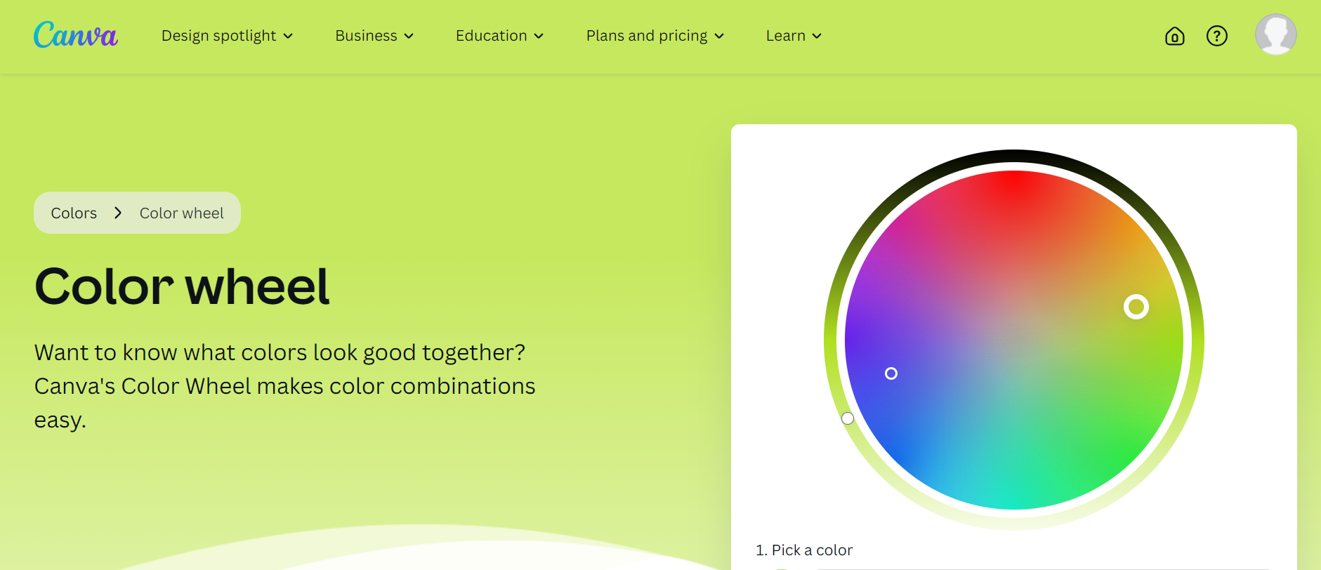 Canva color wheel