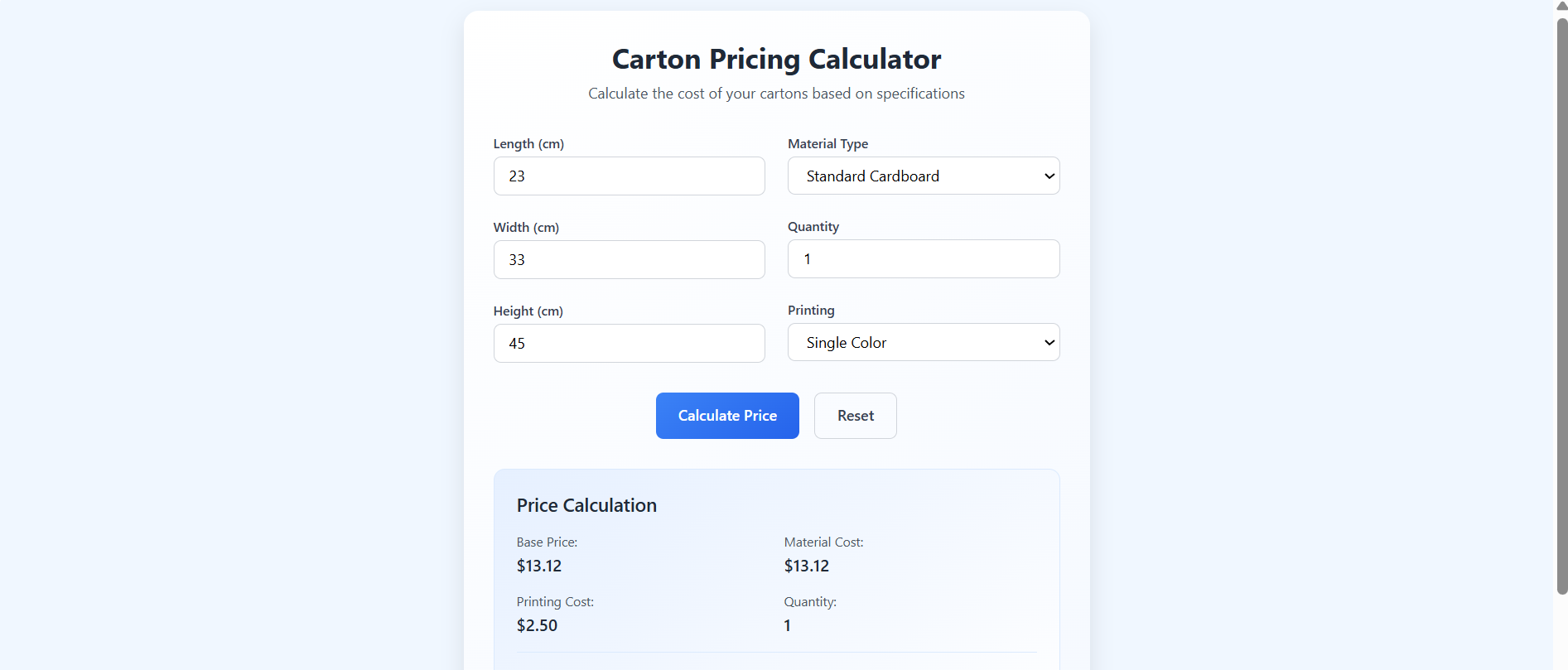 Shopify Calculator Widget Demo