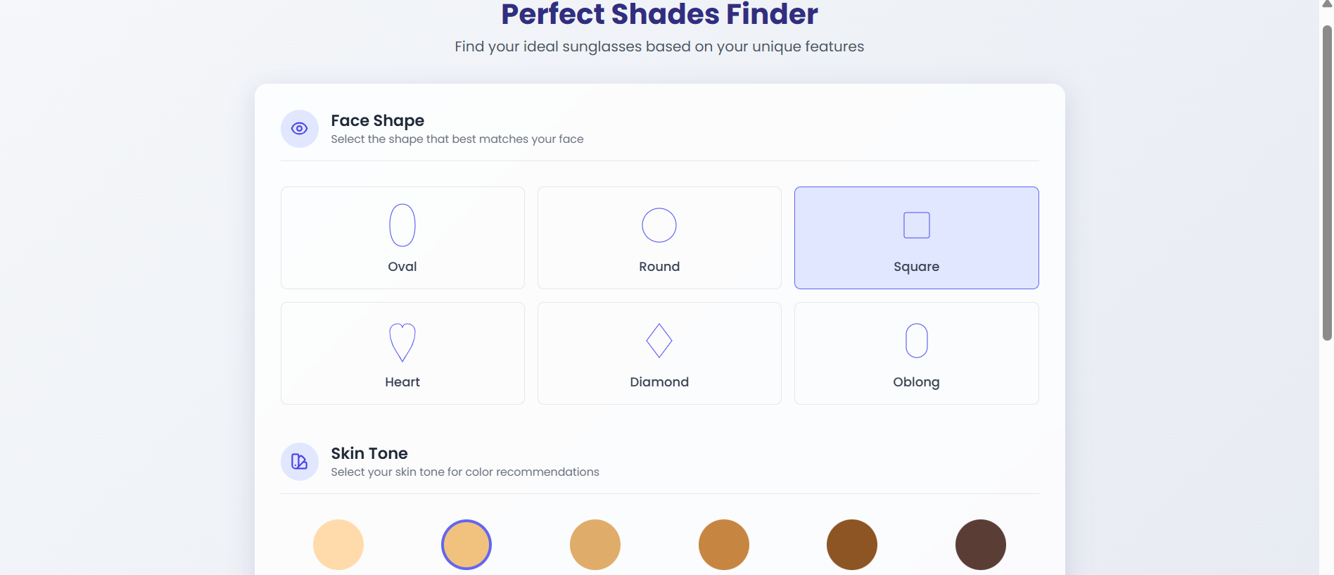 Sunglasses Recommendation Tool