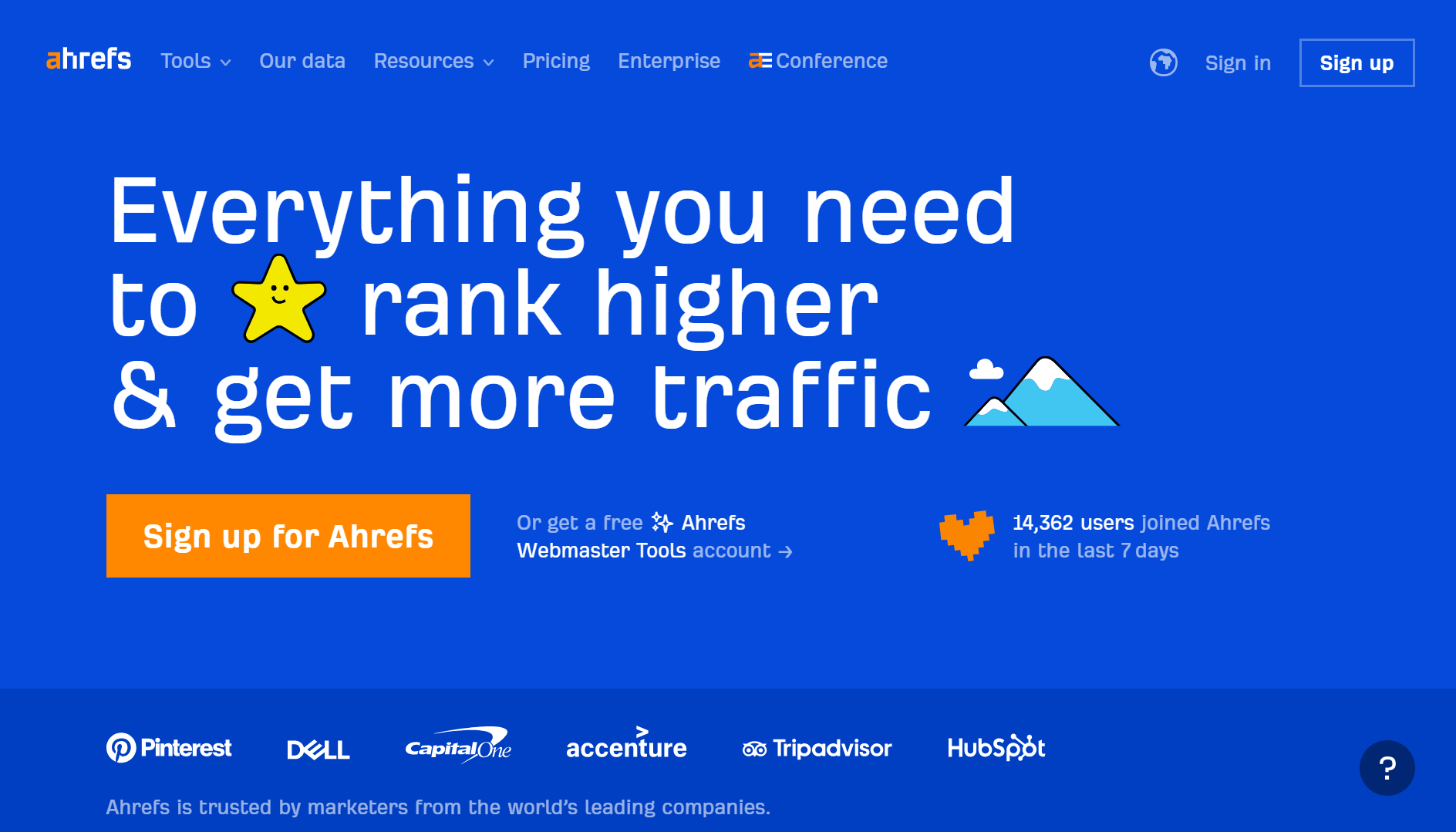 Ahrefs website theme in blue